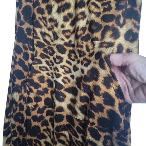Leopard Print Sleeveless Maxi Hooded Dress W/ Pockets By Heart &‎ Hips Size M - Picture 2 of 4